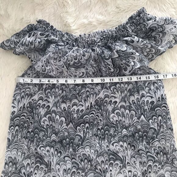 MICHAEL KORS Off The Shoulder Top Sleeveless Ruffle Silk‎ Cotton Gray Small - Picture 7 of 9